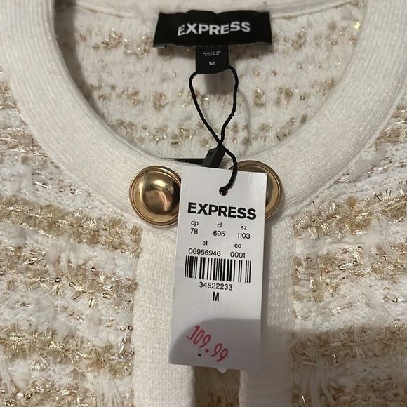 Express white and gold metallic button front sweater - Picture 6 of 6